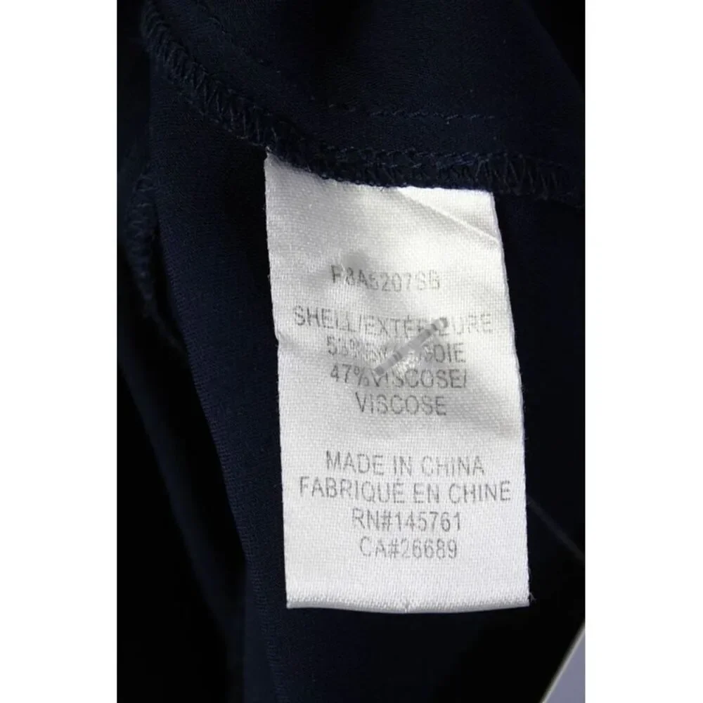 Parker Womens Silk Key Hole Neck Long Sleeves Blouse Navy Blue Size Extra Small - Picture 4 of 6